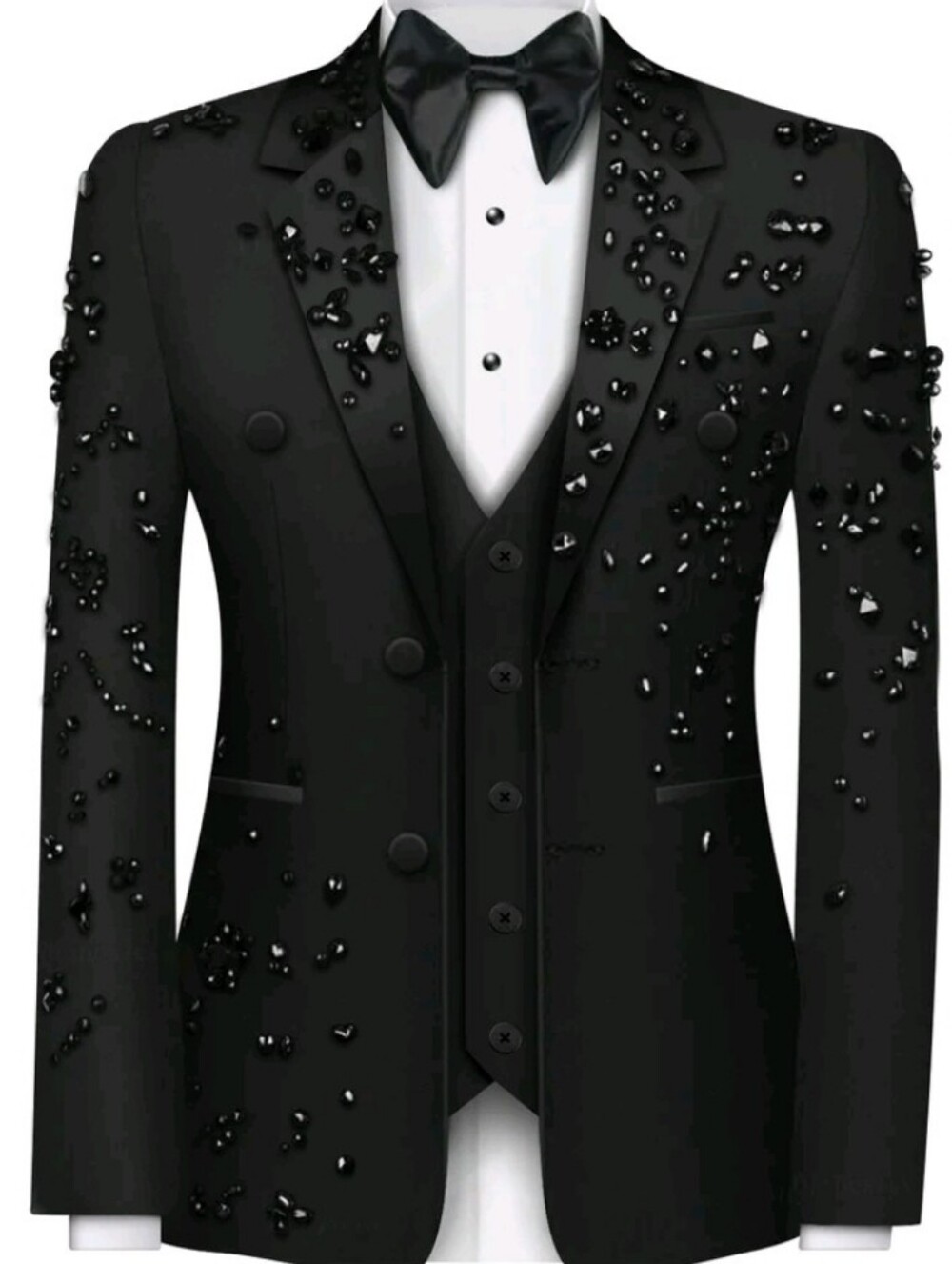 NWT Black Men's Single Breasted Embellished Suit Jacket
